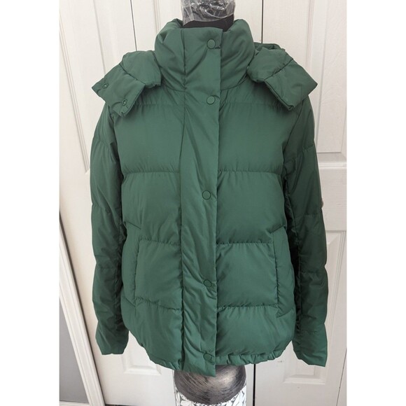 Lululemon Puffer Jacket Womens 4 Green Goose Down Hooded Winter Coat Short EUC - Picture 1 of 11